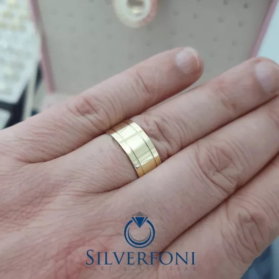 Safir Modeli Erkek Alyans 925 Ayar Gümüş