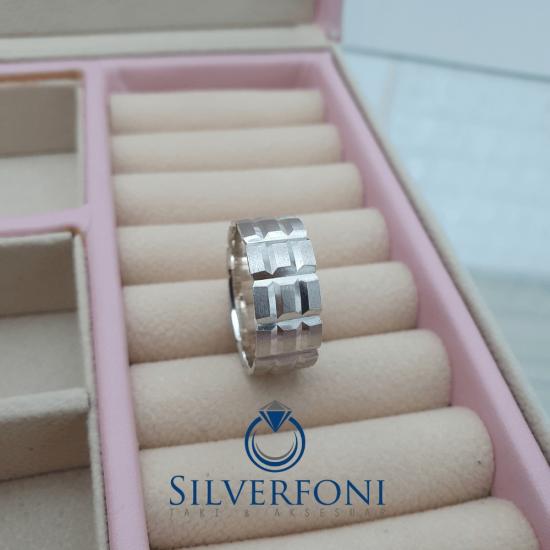 Bay Kare Mat Modern Alyans – 925 Ayar Gümüş | Silverfoni