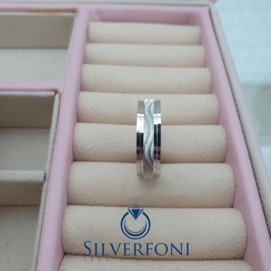Bay 6mm Örgü Modern Alyans | 925 Ayar Gümüş | Silverfoni