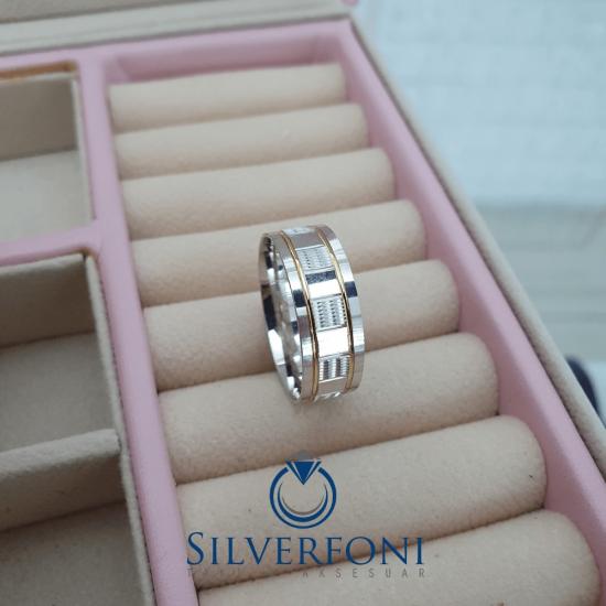 Bay Kareli Modern Alyans – 925 Ayar Gümüş | Silverfoni