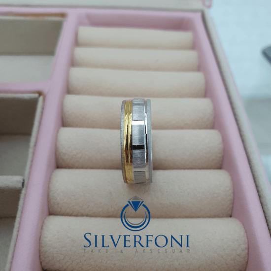 Bay Kare Sarı Model Alyans |  Silverfoni