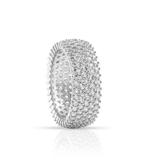 Silverfoni Tamtur Beş Sıra Zirkon Taşlı Gümüş Yüzük