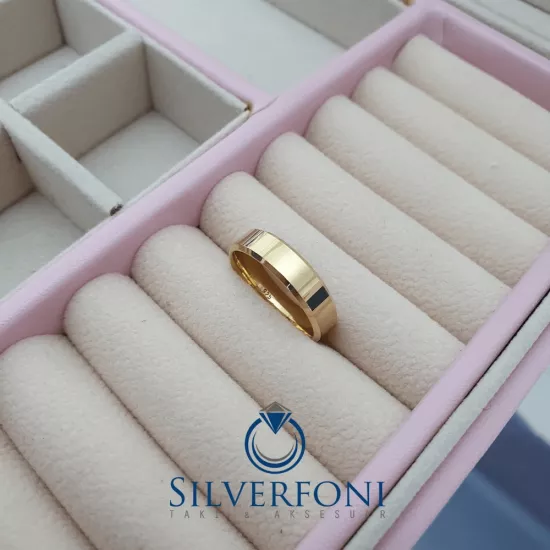 Erkek 5mm Küt Kesim Klasik Gümüş Alyans Silverfoni