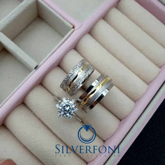 Suyolu çift alyans Lotus tektas