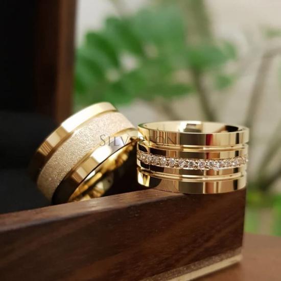 Lina Taşlı Elişi Çift Alyans | 925 Ayar Gümüş